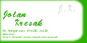 jolan kresak business card
